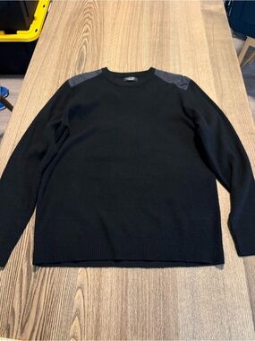 Zara Black Crewneck Sweater with Shoulder Panels - Men